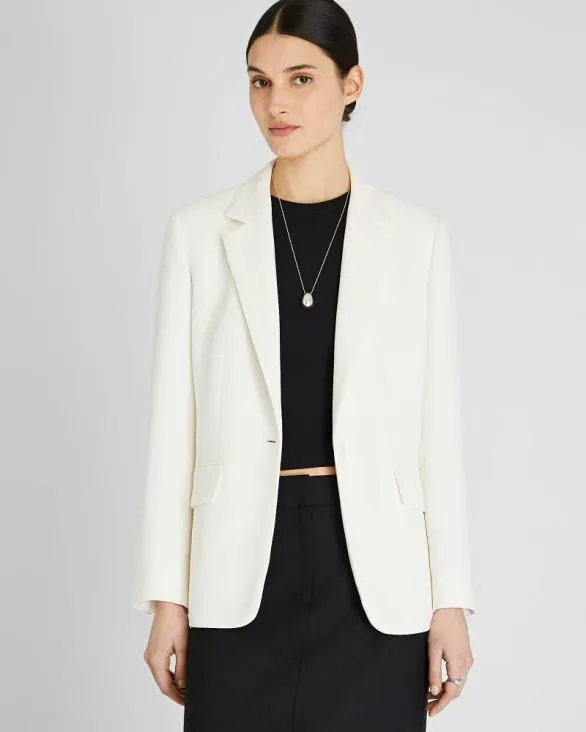 Club Monaco Blazers and Suiting Relaxed SingleBreasted Crepe Blazer Off White 8211 Women