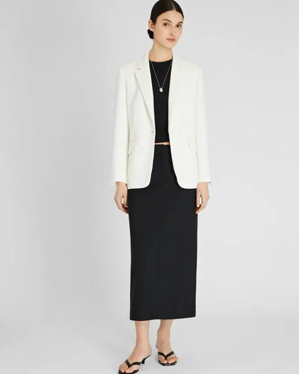 Club Monaco Blazers and Suiting Relaxed SingleBreasted Crepe Blazer Off White 8211 Women