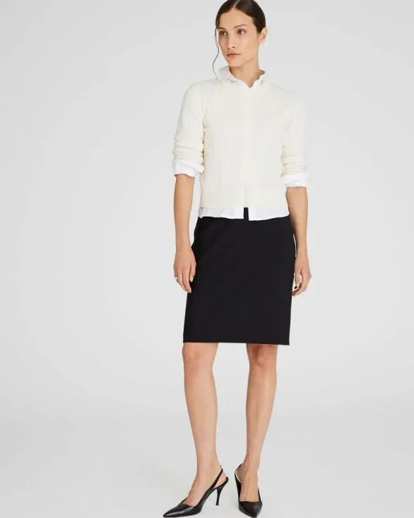 Club Monaco Cashmere Cashmere MiniCable LongSleeve Crewneck Ivory 8211 Women