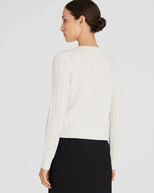 Club Monaco Cashmere Cashmere MiniCable LongSleeve Crewneck Ivory 8211 Women
