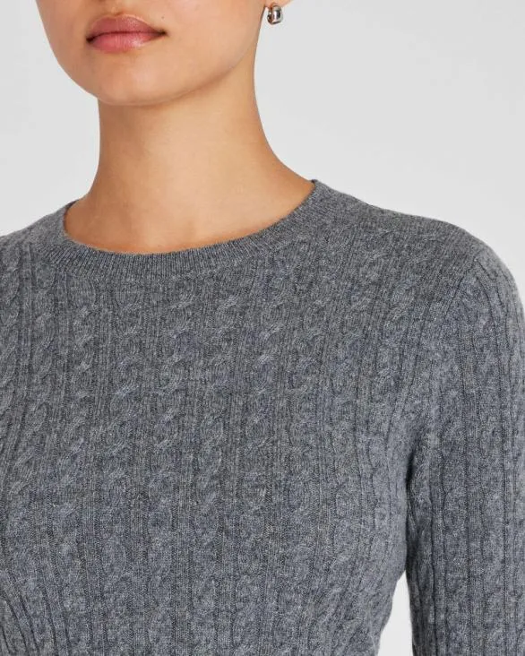 Club Monaco Cashmere Cashmere MiniCable LongSleeve Crewneck Medium Heather Grey 8211 Women