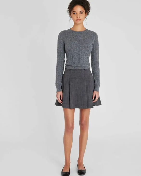 Club Monaco Cashmere Cashmere MiniCable LongSleeve Crewneck Medium Heather Grey 8211 Women