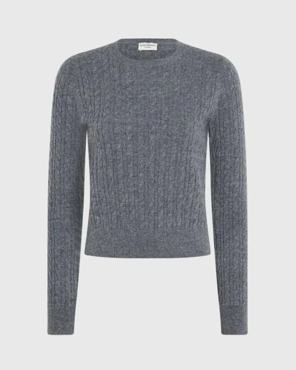 Club Monaco Cashmere Cashmere MiniCable LongSleeve Crewneck Medium Heather Grey 8211 Women