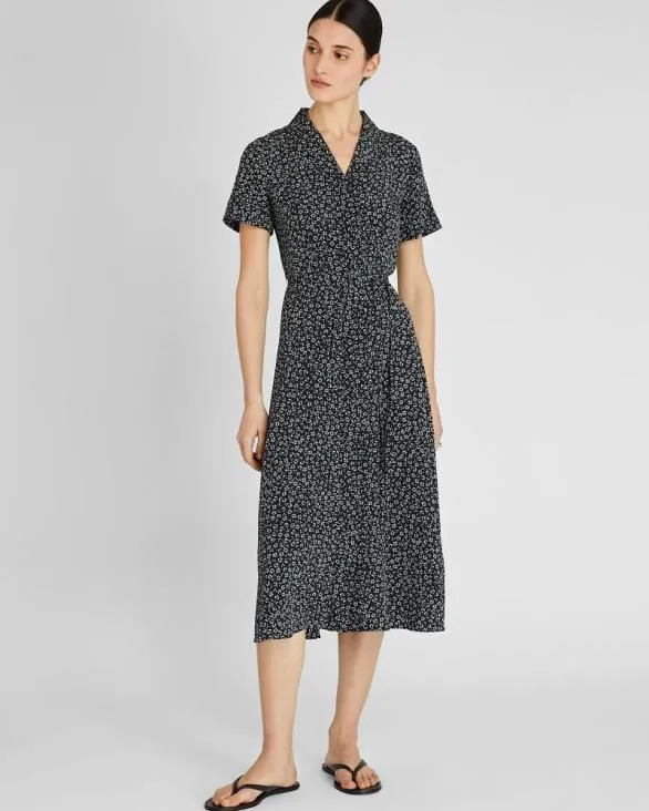 Club Monaco Dresses and Jumpsuits Belted Silk Midi Shirt Dress Black Base 8211 Women
