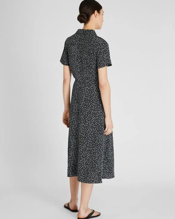 Club Monaco Dresses and Jumpsuits Belted Silk Midi Shirt Dress Black Base 8211 Women