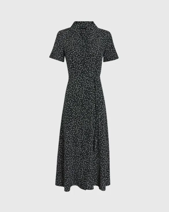 Club Monaco Dresses and Jumpsuits Belted Silk Midi Shirt Dress Black Base 8211 Women