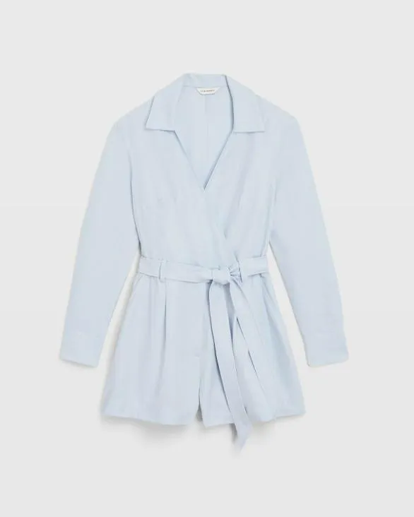 Club Monaco Dresses and Jumpsuits LongSleeve Collared Romper Light Blue 8211 Women