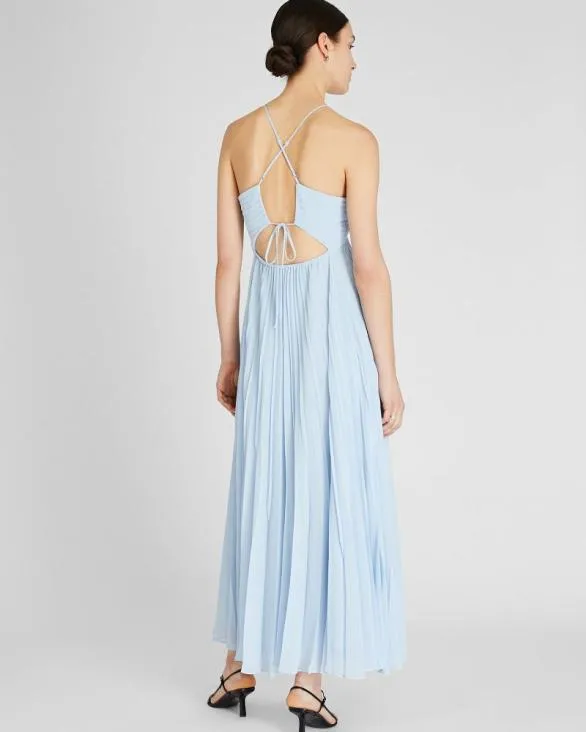 Club Monaco Dresses and Jumpsuits Pleated Tie Back Maxi Dress Oxford Blue 8211 Women
