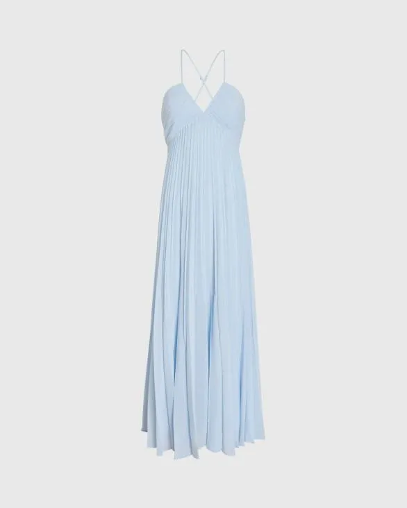 Club Monaco Dresses and Jumpsuits Pleated Tie Back Maxi Dress Oxford Blue 8211 Women