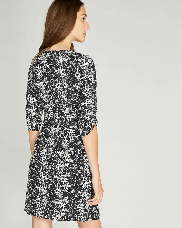 Club Monaco Dresses and Jumpsuits Ruched Sleeve Wrap Dress Black Mix 8211 Women