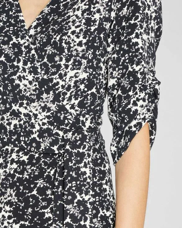 Club Monaco Dresses and Jumpsuits Ruched Sleeve Wrap Dress Black Mix 8211 Women