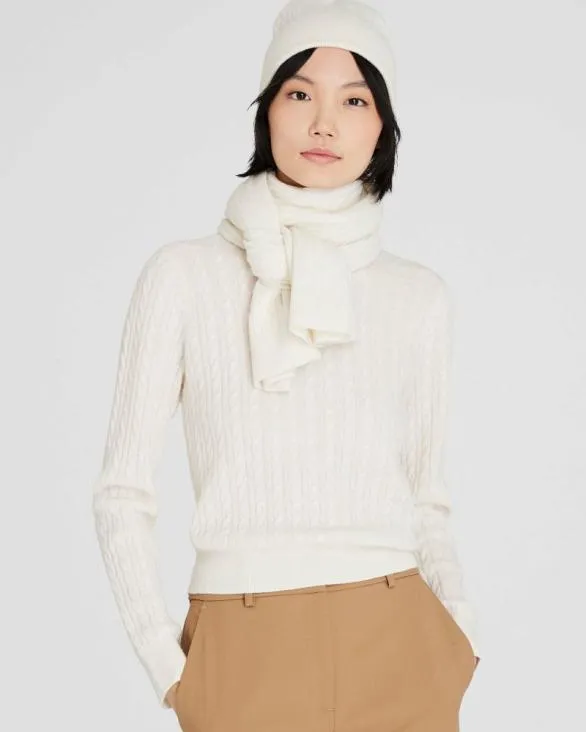 Club Monaco Hats Scarves and Gloves MiniCable Cashmere Scarf Off White 8211 Women