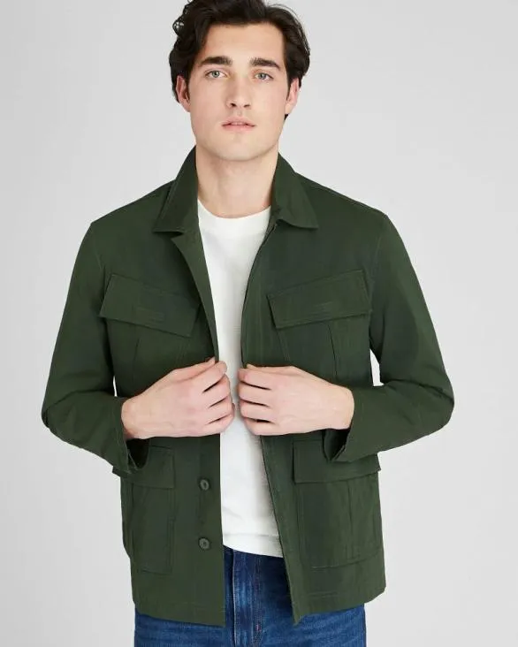 Club Monaco Jackets and Coats Poplin Shirt Jacket Dark Green 8211 Men