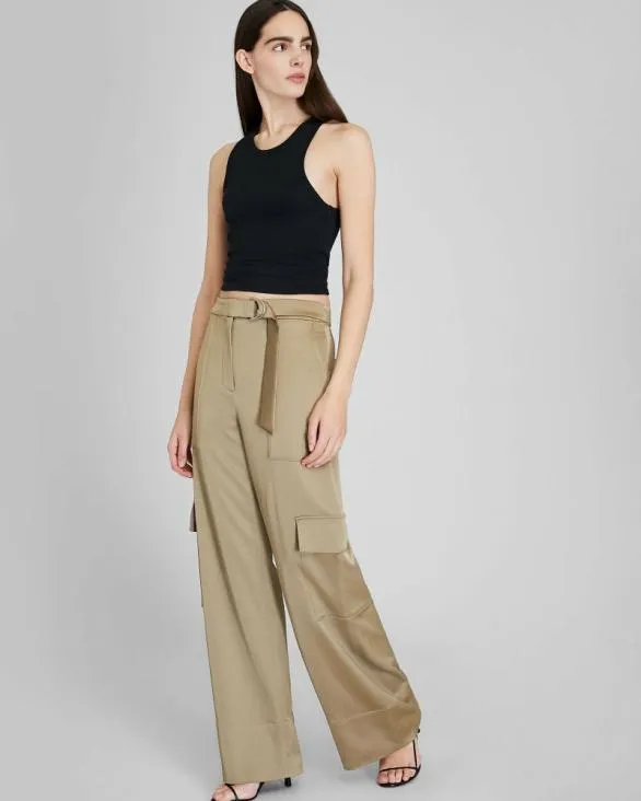 Club Monaco Pants Satin Belted Cargo Pant Oak 8211 Women