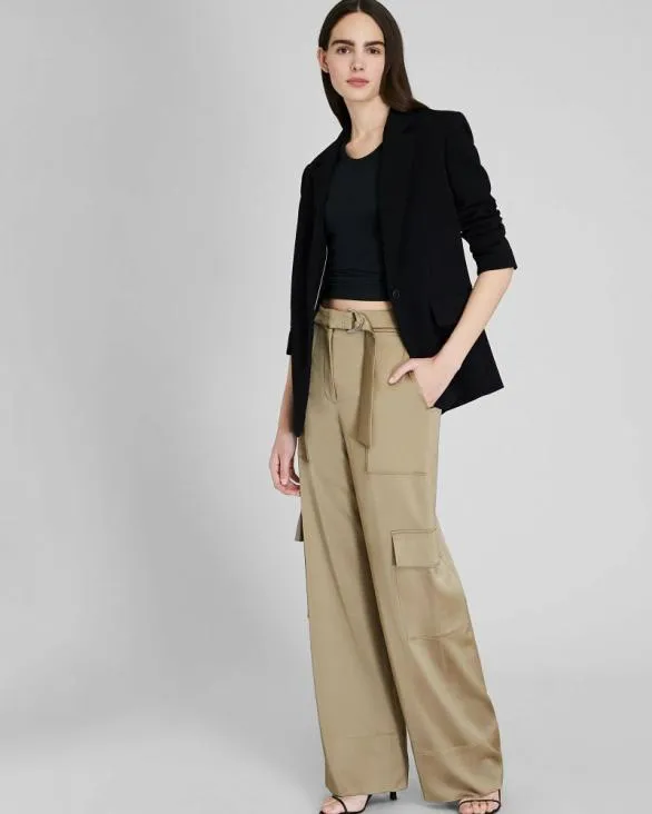 Club Monaco Pants Satin Belted Cargo Pant Oak 8211 Women