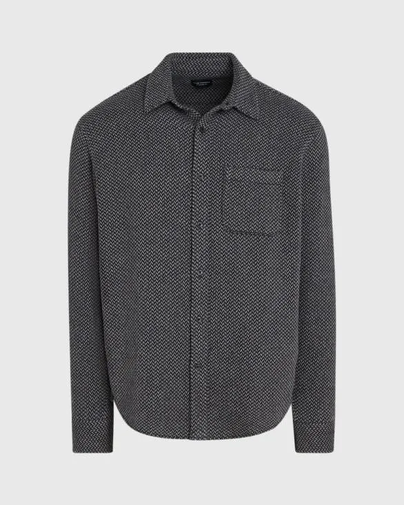 Club Monaco Shirts Herringbone Texture Shirt Heather Grey 8211 Men