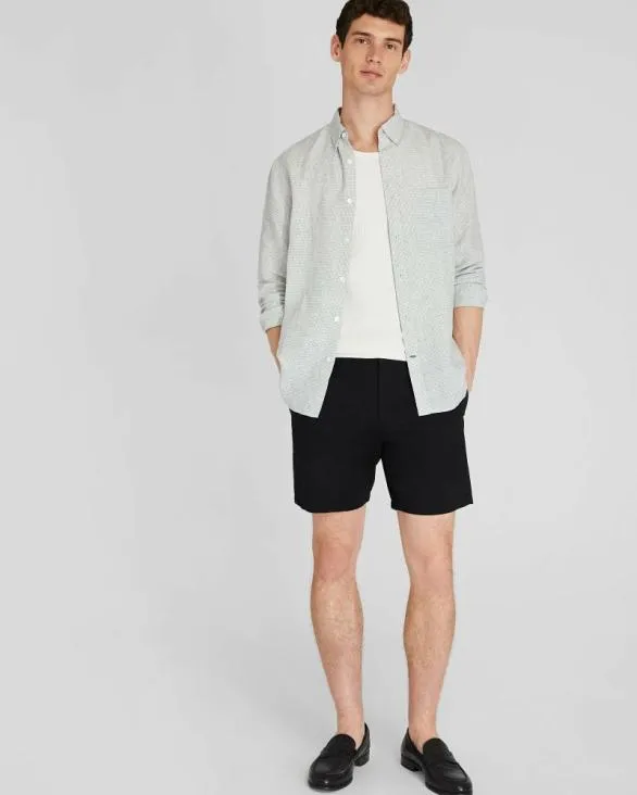 Club Monaco Shirts LongSleeve Grid Linen Shirt Blanc De Blanc 8211 Men