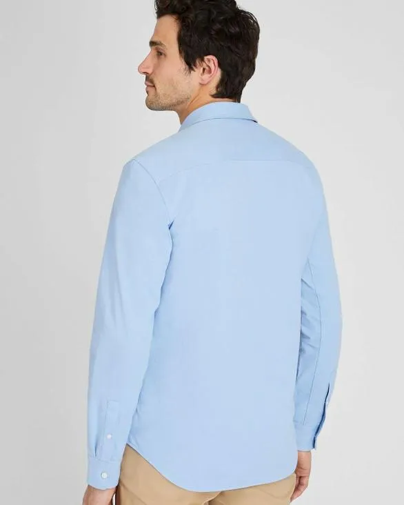 Club Monaco Shirts Long Sleeve Pique Oxford Knit Shirt Light Blue Base 8211 Men
