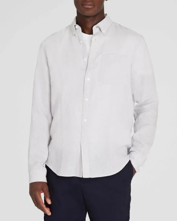 Club Monaco Shirts LongSleeve Solid Linen Shirt Light Grey 8211 Men
