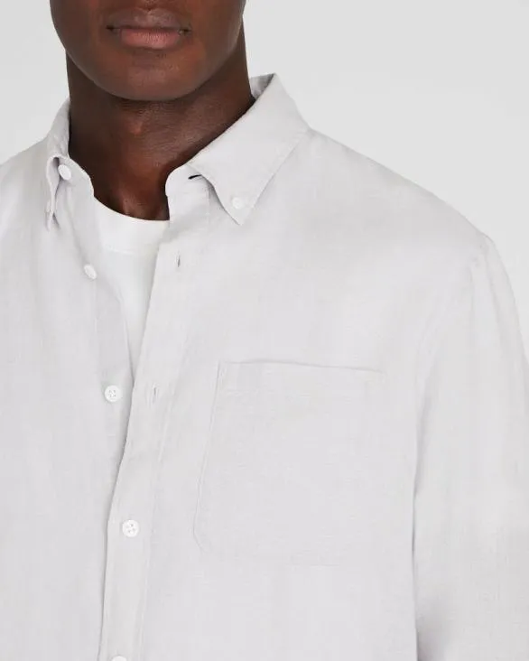 Club Monaco Shirts LongSleeve Solid Linen Shirt Light Grey 8211 Men