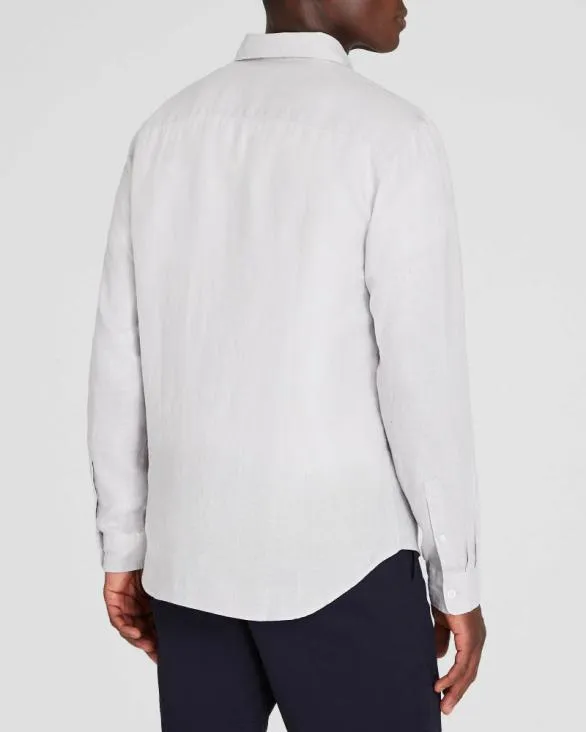 Club Monaco Shirts LongSleeve Solid Linen Shirt Light Grey 8211 Men