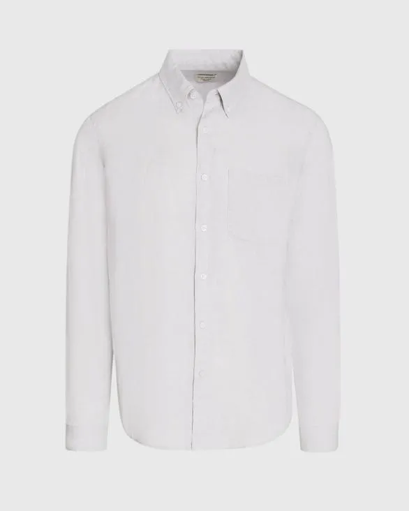 Club Monaco Shirts LongSleeve Solid Linen Shirt Light Grey 8211 Men