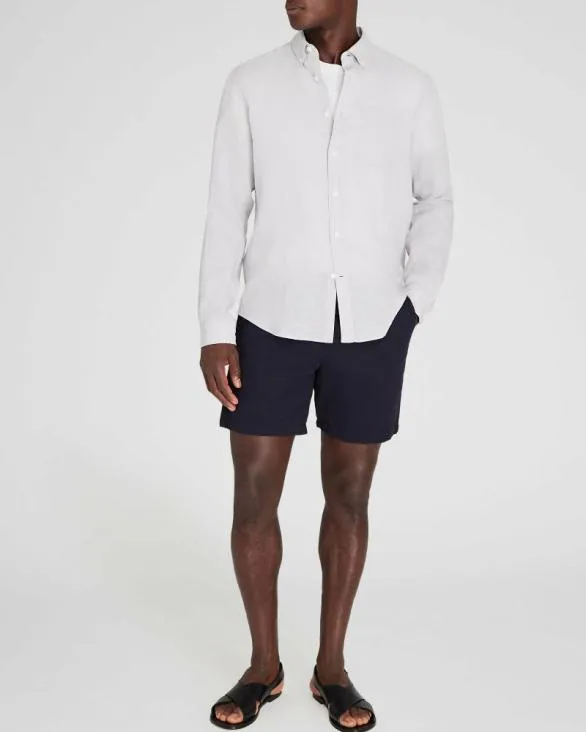 Club Monaco Shirts LongSleeve Solid Linen Shirt Light Grey 8211 Men
