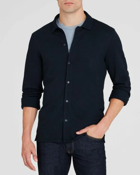 Club Monaco Shirts Relaxed Waffle Knit Shirt Blue 8211 Men