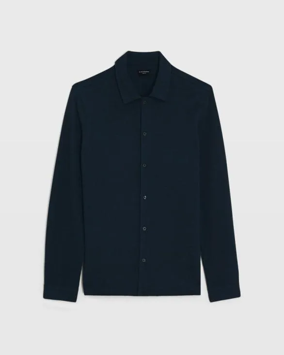 Club Monaco Shirts Relaxed Waffle Knit Shirt Blue 8211 Men