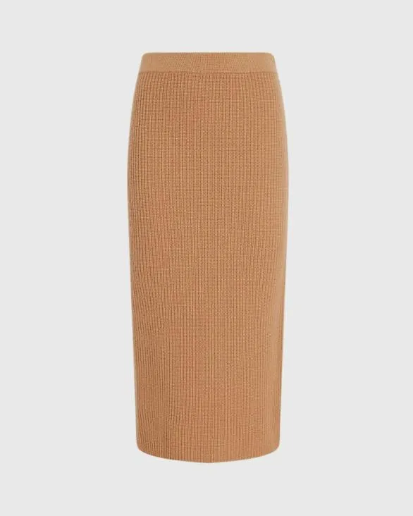Club Monaco Skirts Cashmere Ribbed Midi Skirt Camel 8211 Women