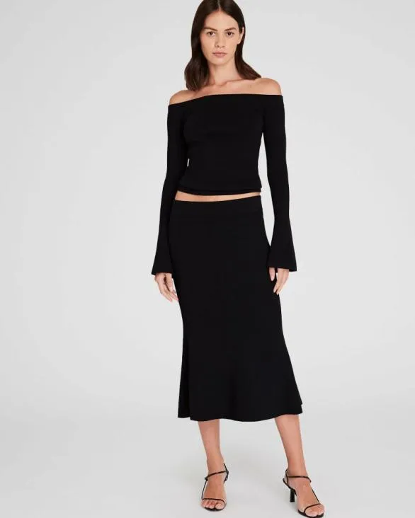 Club Monaco Skirts Fluted Knit Midi Skirt Black 8211 Women