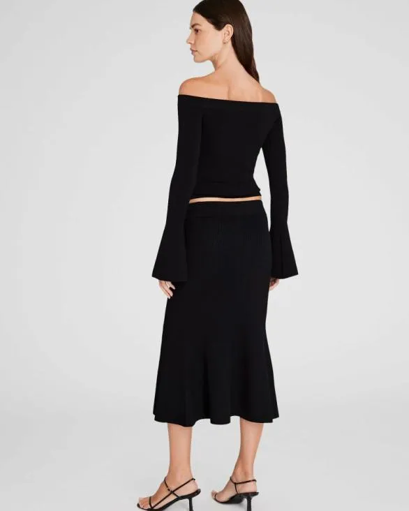 Club Monaco Skirts Fluted Knit Midi Skirt Black 8211 Women