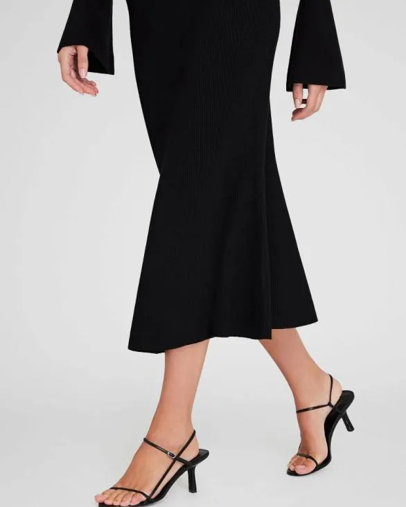 Club Monaco Skirts Fluted Knit Midi Skirt Black 8211 Women