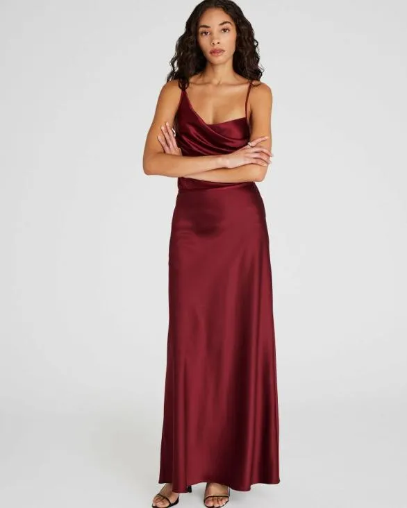 Club Monaco Skirts Silk Charmeuse Maxi Skirt Maroon 8211 Women