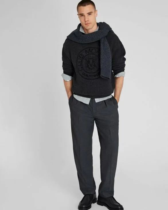 Club Monaco Sweaters Jacquard Crest Sweater Charcoal Base 8211 Men