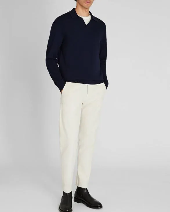 Club Monaco Sweaters LongSleeve Refined Textured Polo Navy 8211 Men