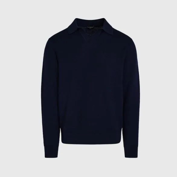 Club Monaco Sweaters LongSleeve Refined Textured Polo Navy 8211 Men