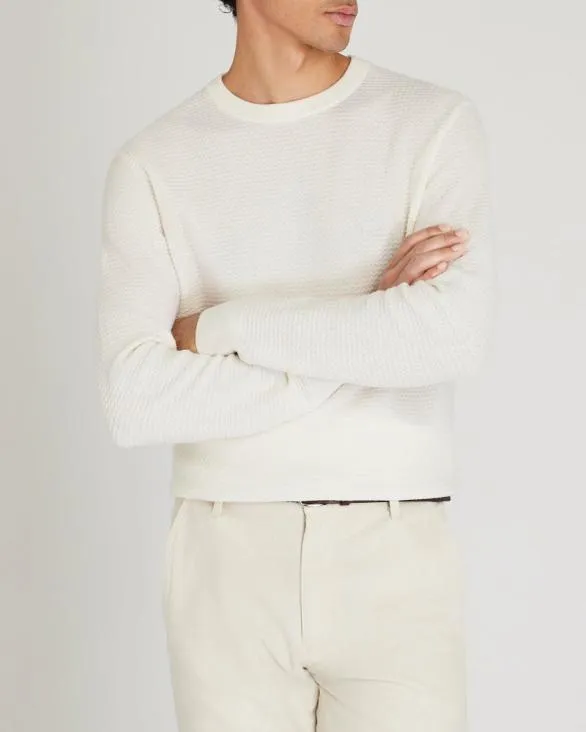 Club Monaco Sweaters LongSleeve Refined Wool Sweater Off White 8211 Men