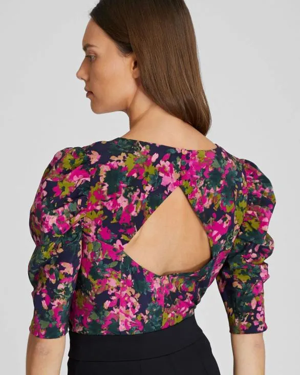 Club Monaco Tops Silk Ruched Sleeve Top Pink Mix 8211 Women