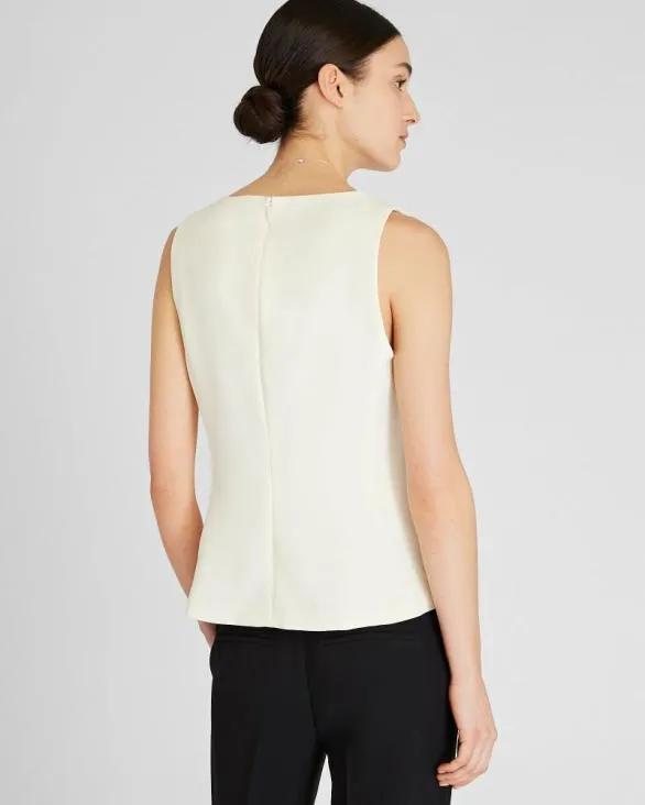 Club Monaco Tops Split Crewneck Crepe Top Ecru 8211 Women