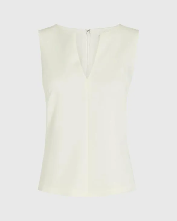 Club Monaco Tops Split Crewneck Crepe Top Ecru 8211 Women