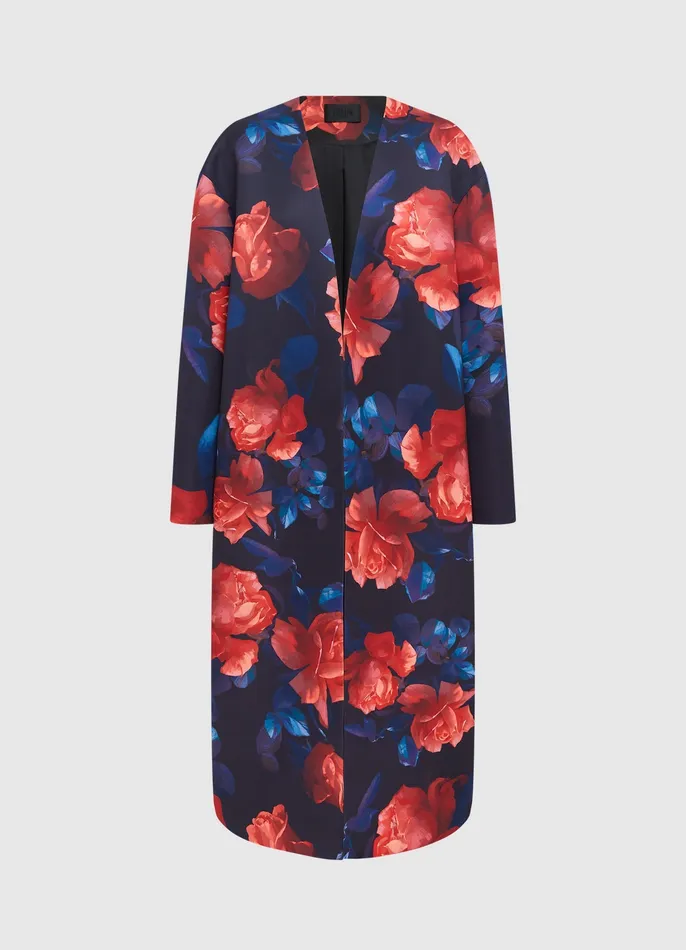 Coats and Jackets Women Zina Cocoon Coat 8211 Rose Print LEO LIN
