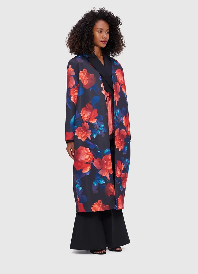 Coats and Jackets Women Zina Cocoon Coat 8211 Rose Print LEO LIN