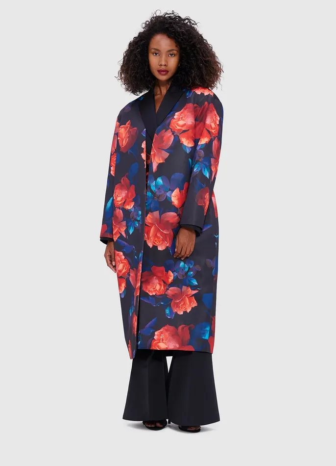 Coats and Jackets Women Zina Cocoon Coat 8211 Rose Print LEO LIN