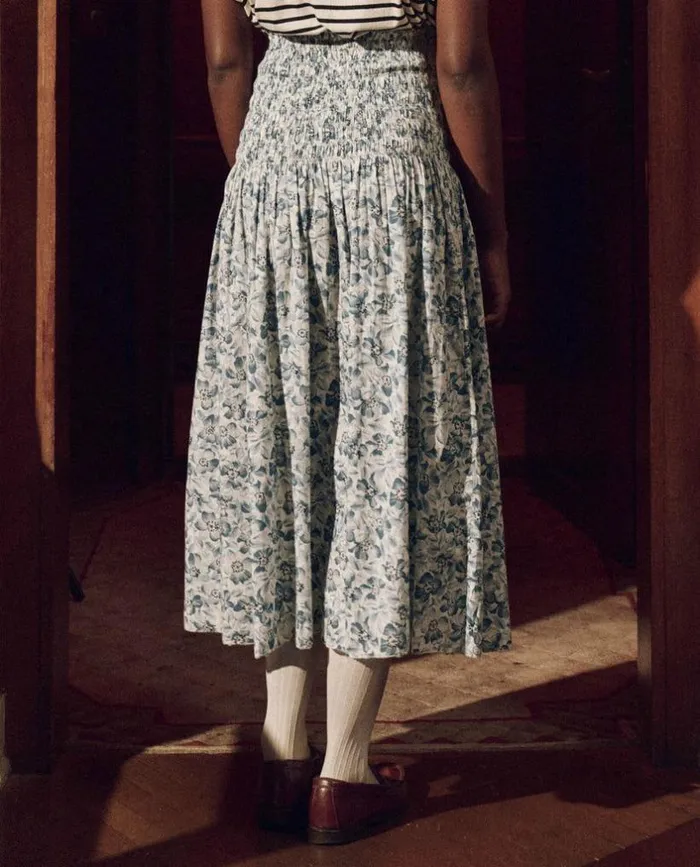 Collection The Great The Knoll Skirt Light Sky Pressed Floral Print
