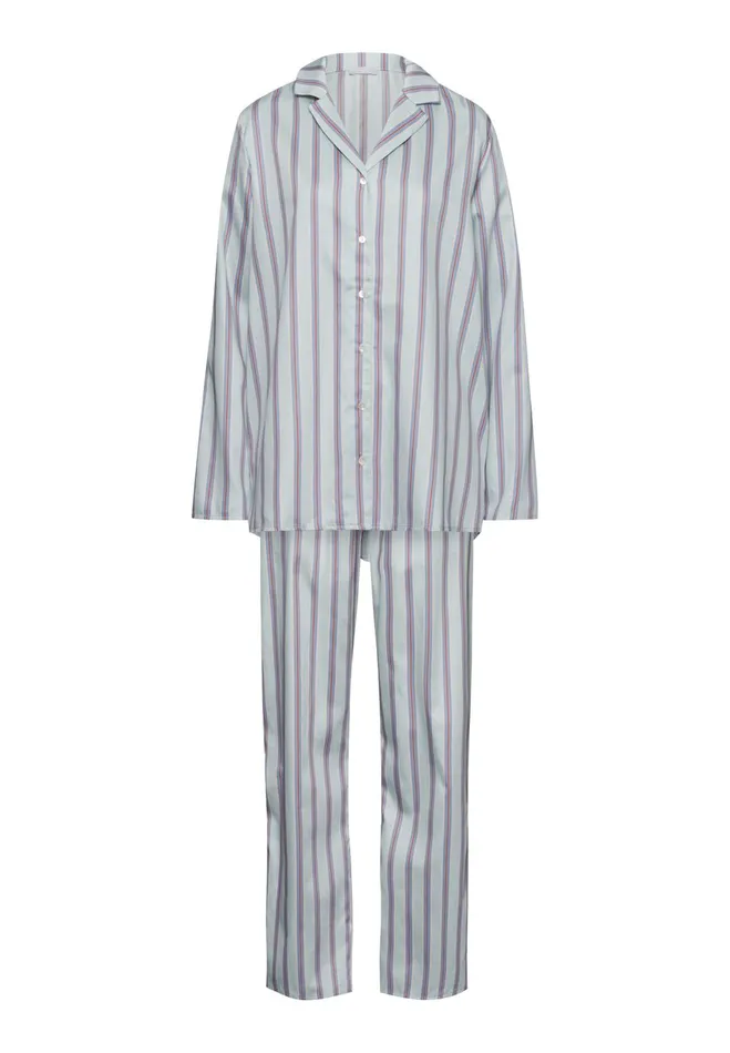 Cotton Button Front Pajama Set Balanced Stripe Women HANRO Pajama Sets