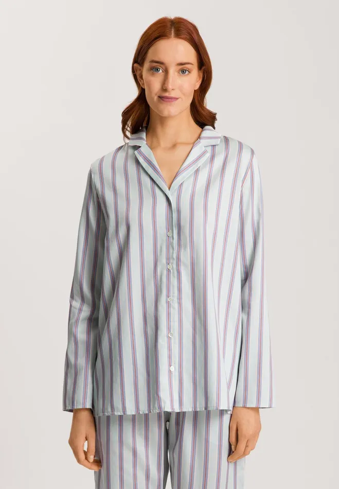 Cotton Button Front Pajama Set Balanced Stripe Women HANRO Pajama Sets