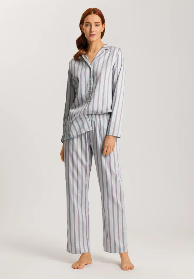 Cotton Button Front Pajama Set Balanced Stripe Women HANRO Pajama Sets