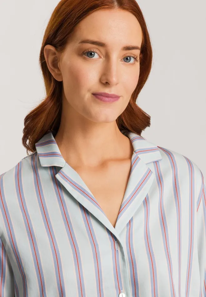 Cotton Button Front Pajama Set Balanced Stripe Women HANRO Pajama Sets