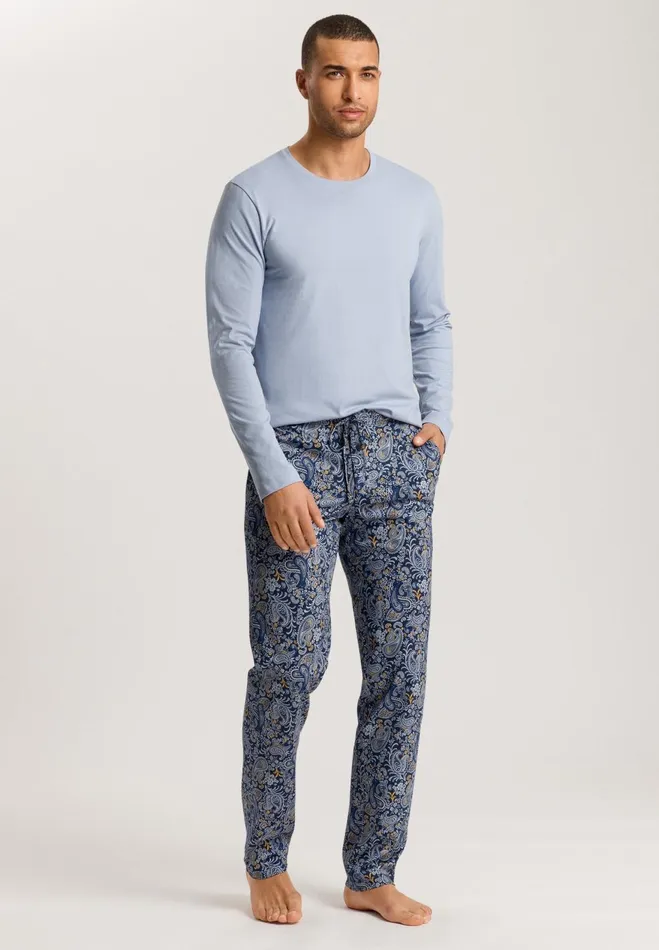 Cotton Drawstring Pajama Pants Aquarelle Paisley Men HANRO Pajama Bottoms